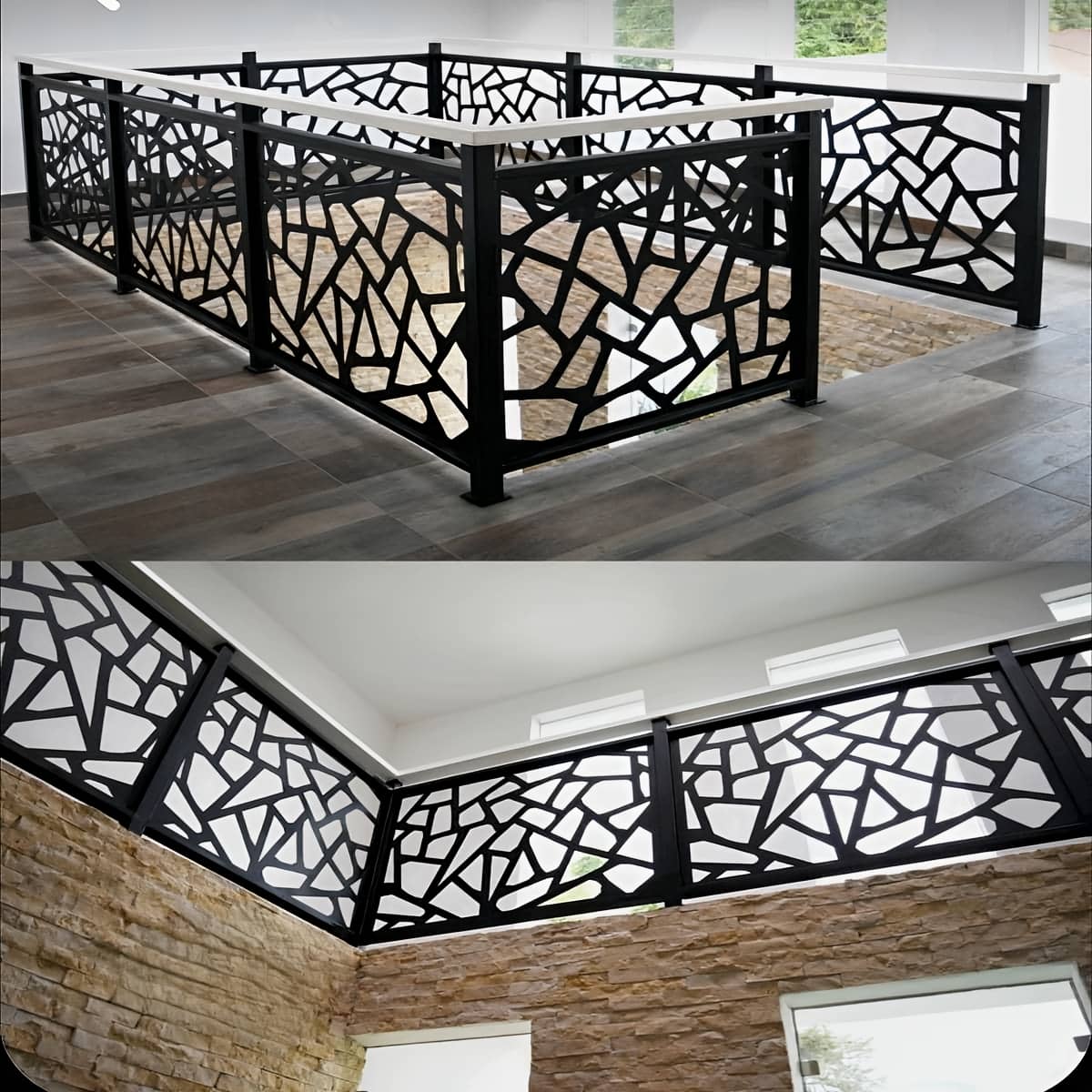 نرده CNC مدرن مینیمال ساری با خطوط هندسی ساده نرده CNC مدرن مینیمال ساری با خطوط هندسی ساده