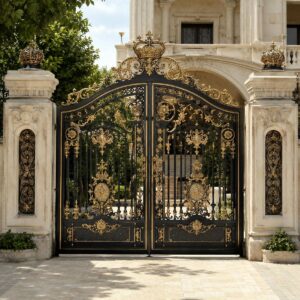 6 نمونه درب حیاط مشکی طلایی در ساری