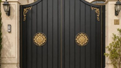 13 مدل درب پارکینگ مشکی طلایی در ساری