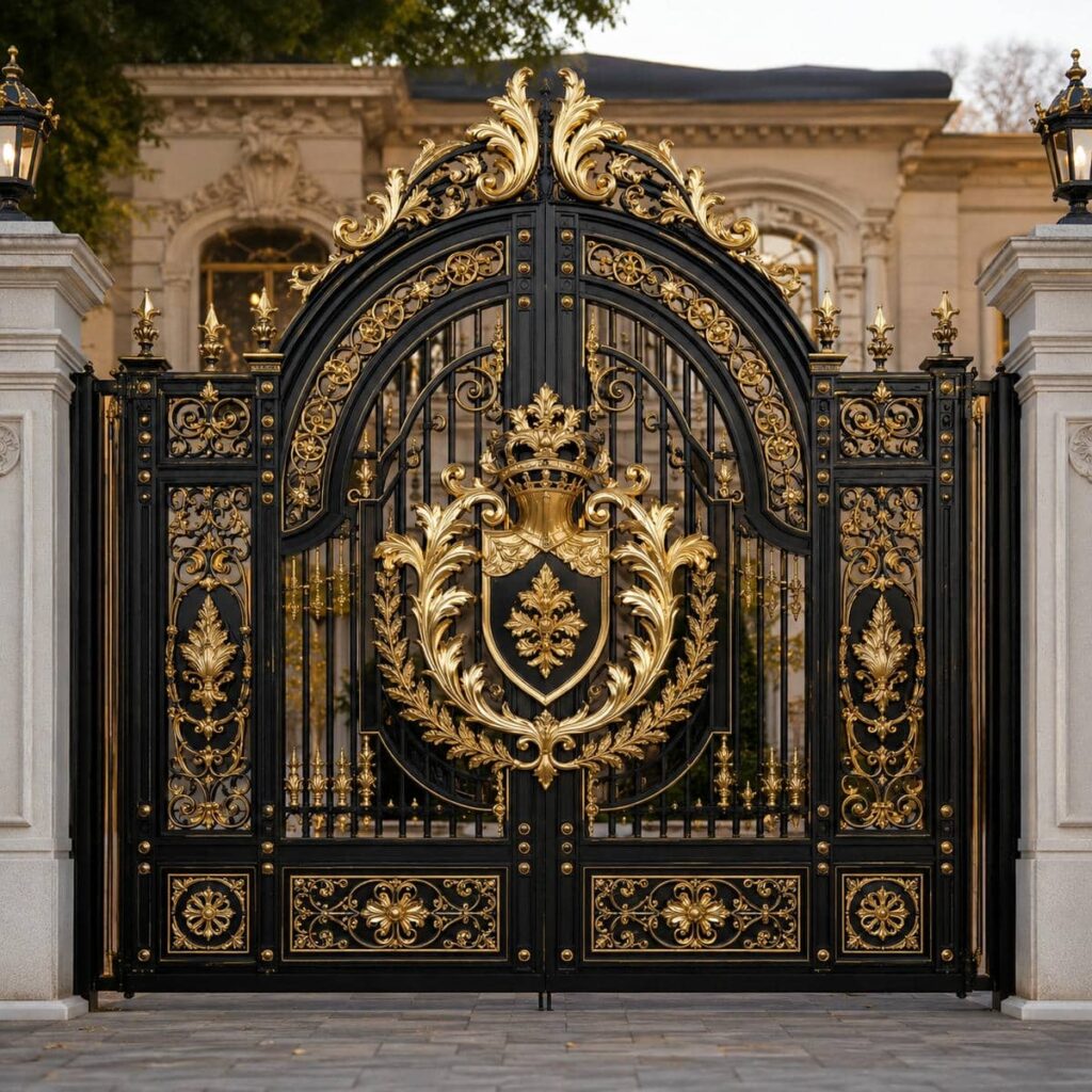 سفارش درب آهنی پارکینگ مشکی و طلایی در ساری سفارش درب آهنی پارکینگ مشکی و طلایی در ساری