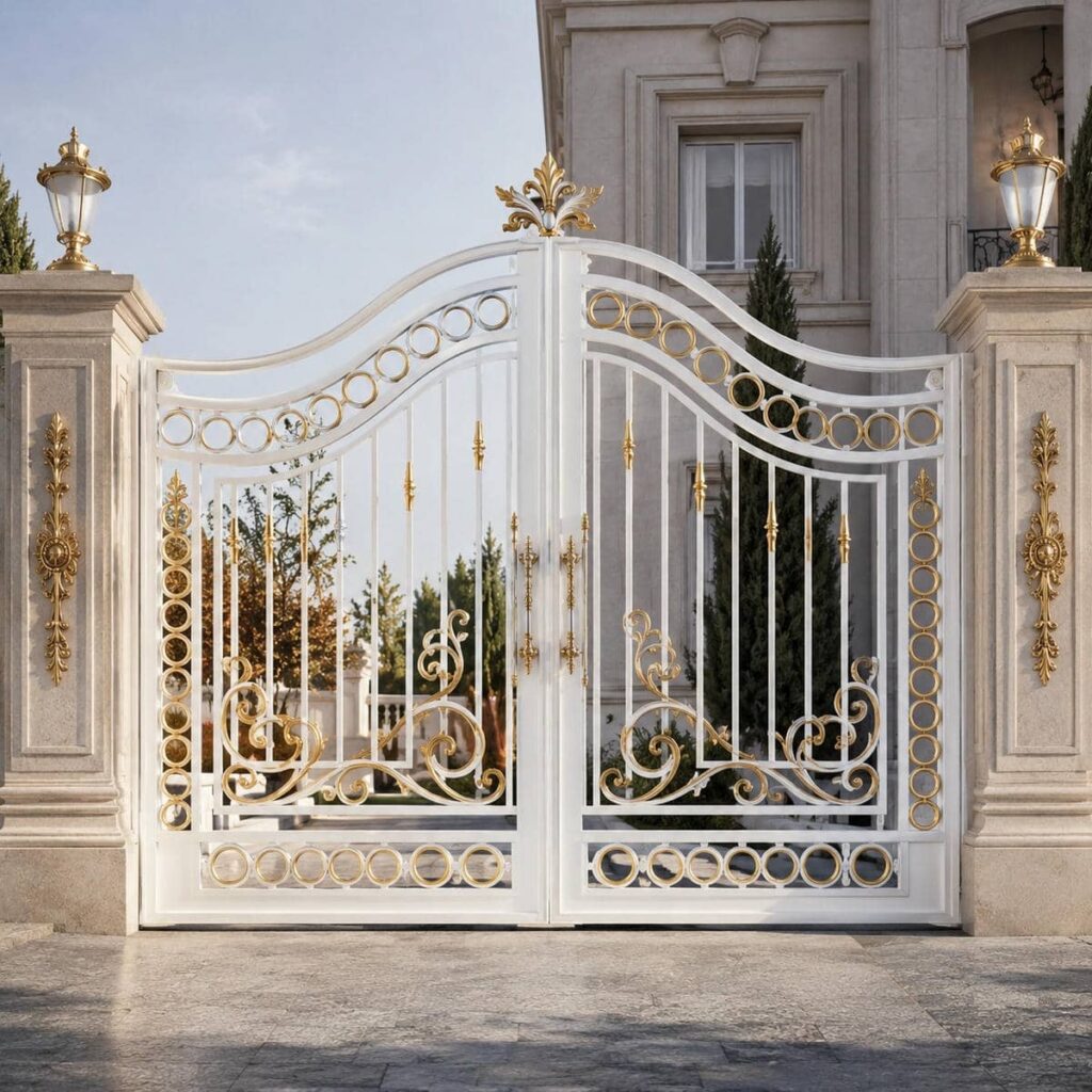 6 نمونه درب حیاط سفید طلایی در ساری