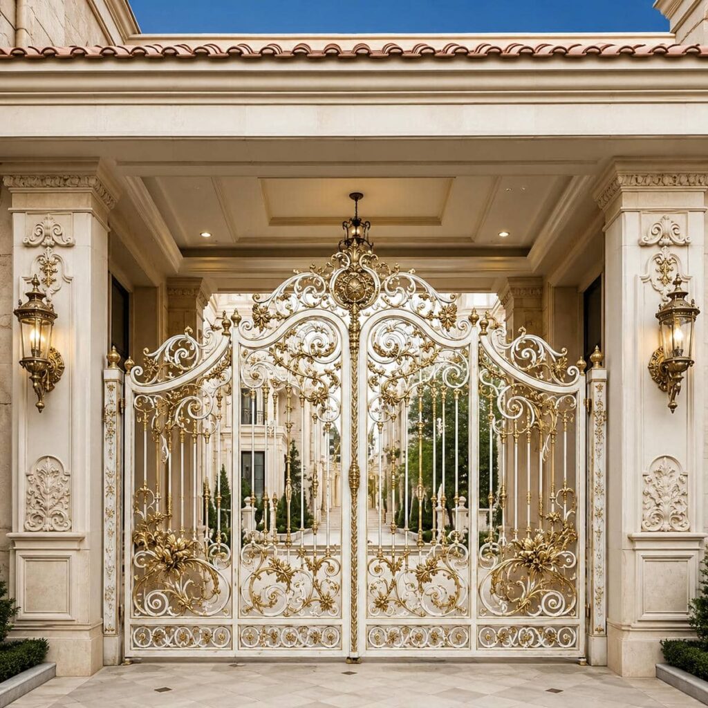 نصب درب حیاط قاب فلزی هندسی در ساری