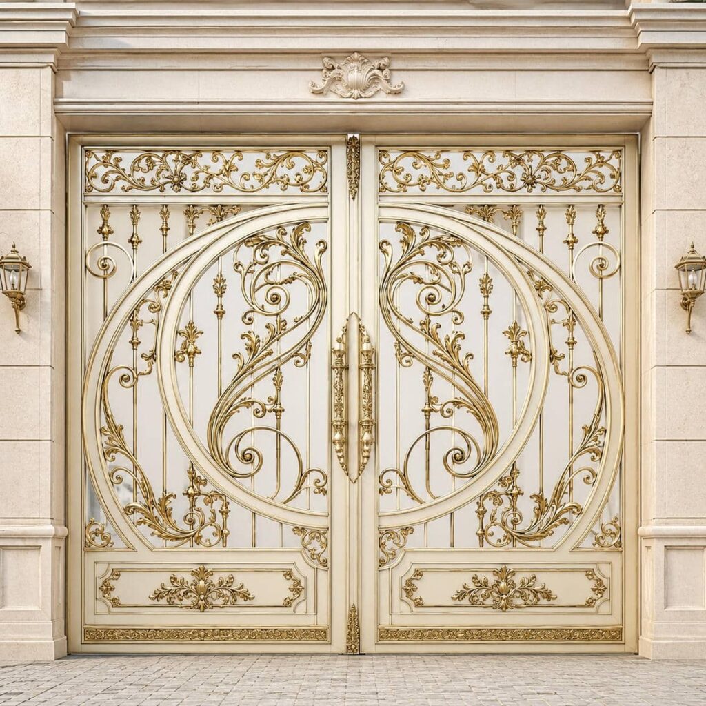 نصب درب حیاط نمای آجری کرم در ساری نصب درب حیاط نمای آجری کرم در ساری