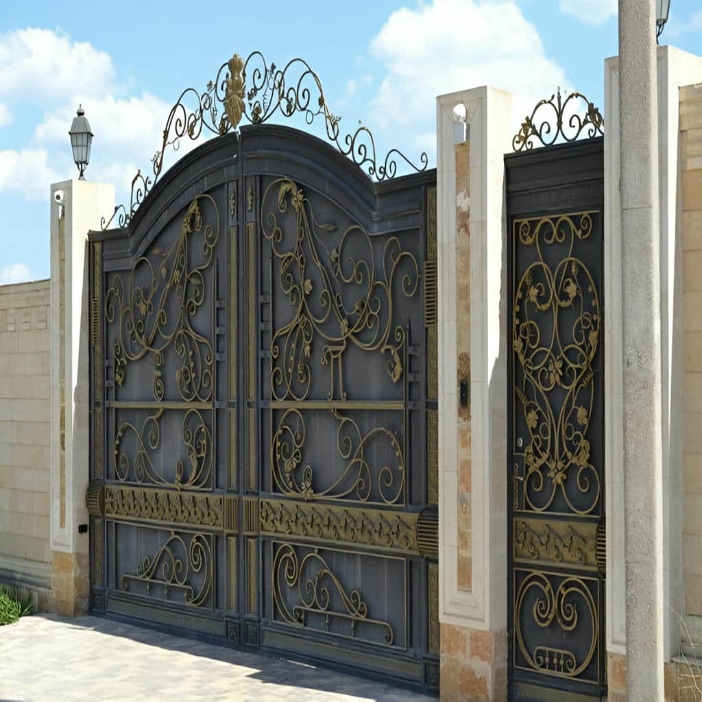 خرید درب حیاط طرح چوب فلزی افقی در ساری