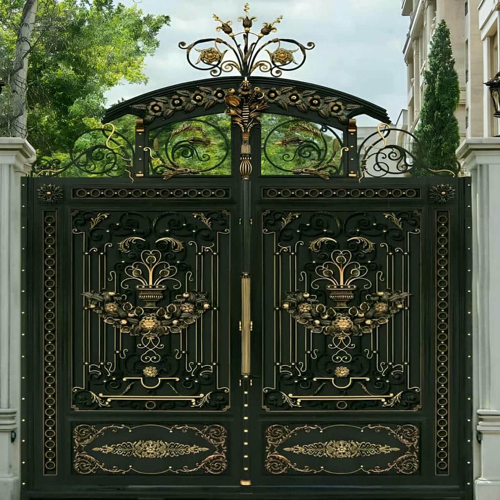 خرید درب حیاط فرفورژه نمای رومی قوس دار در ساری خرید درب حیاط فرفورژه نمای رومی قوس دار در ساری