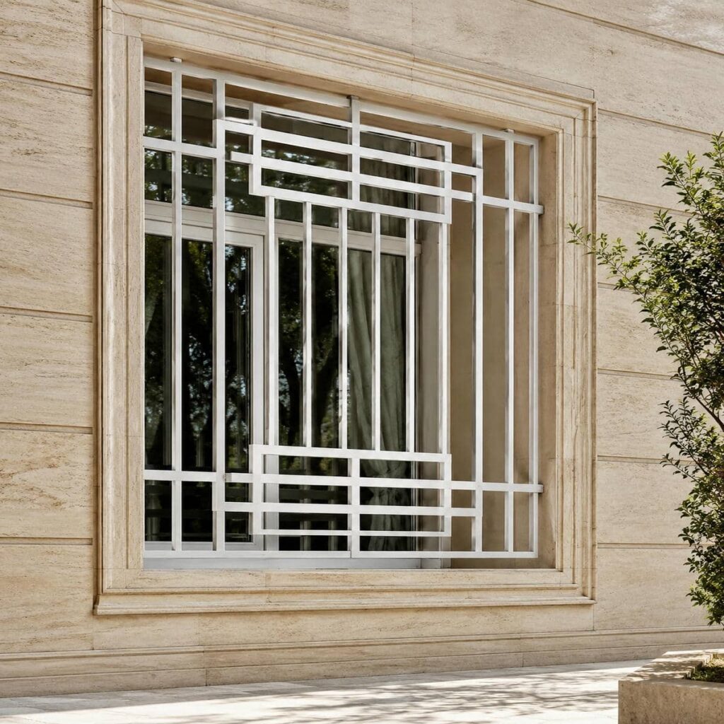 خرید حفاظ پنجره ساده خطی با خطوط عمودی برای نما در ساری