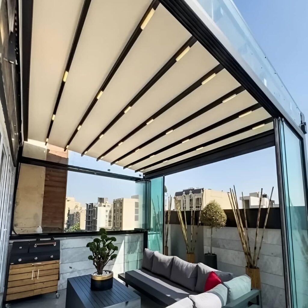 سایبان حیاط ساری مدل تاشو سایبان حیاط ساری مدل تاشو