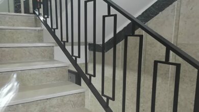 نرده فلزی راه پله ساری با پوشش مقاوم داخلی