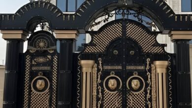 درب لاکچری حیاط فلزی ساری نمای ویلایی مدرن