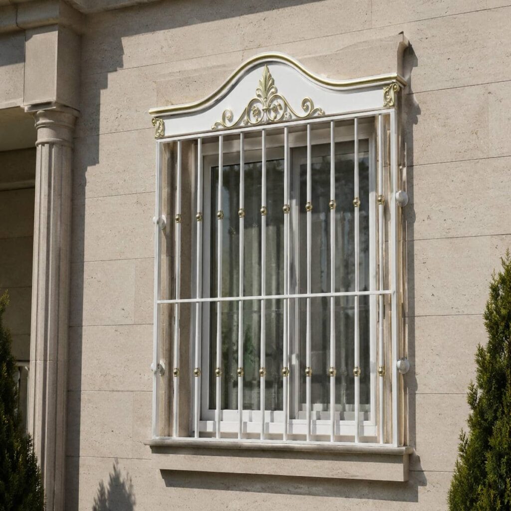 نرده پنجره فرفورژه نمای کلاسیک ساختمان
